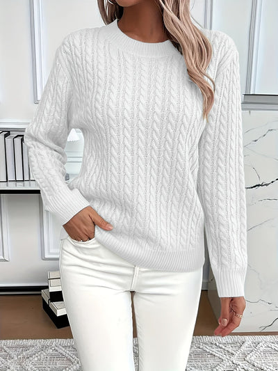 Damen Strickpullover mit Zopfmuster
