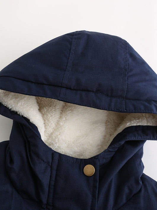 Damen Midiparka mit Kapuze und Frontreißverschluss
