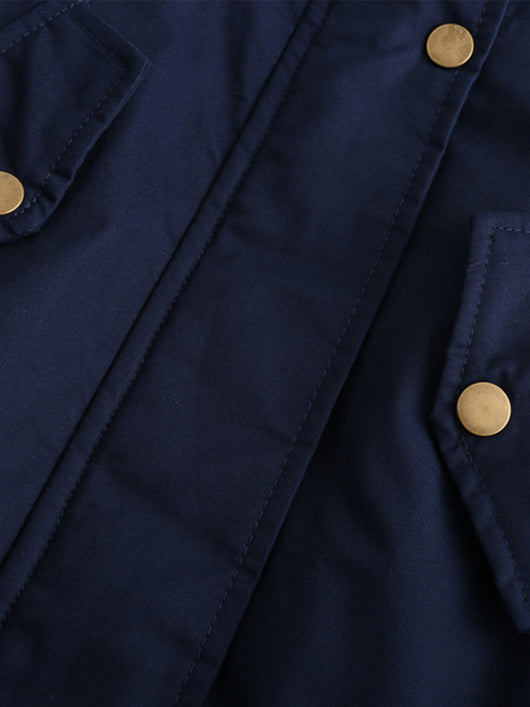 Damen Midiparka mit Kapuze und Frontreißverschluss