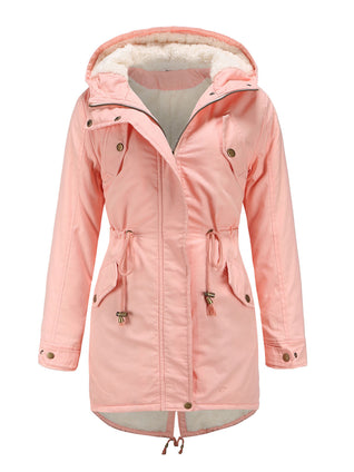 Damen Midiparka mit Kapuze und Frontreißverschluss
