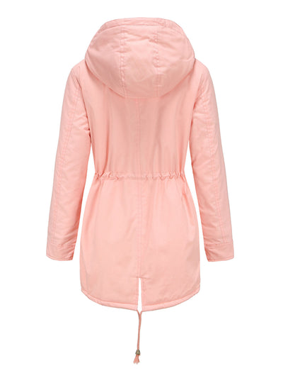 Damen Midiparka mit Kapuze und Frontreißverschluss