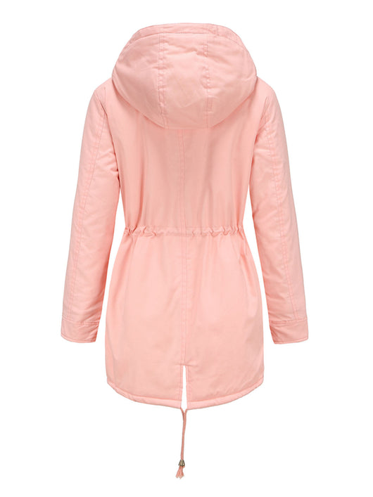 Damen Midiparka mit Kapuze und Frontreißverschluss