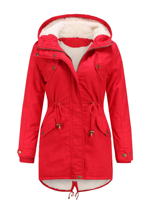Damen Midiparka mit Kapuze und Frontreißverschluss