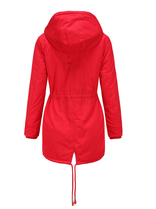 Damen Midiparka mit Kapuze und Frontreißverschluss