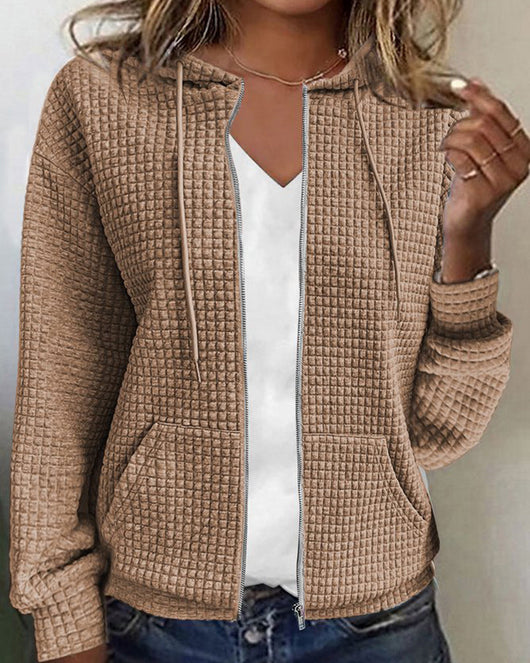 Damen Kapuzenpullover mit Reißverschluss in lockerer Passform