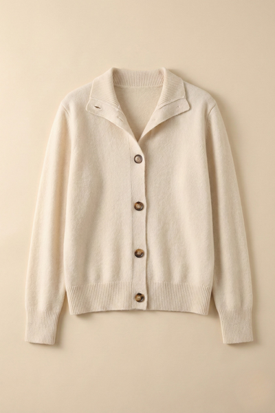 Damen warme Wollmix-Strickjacke mit Knopfleiste
