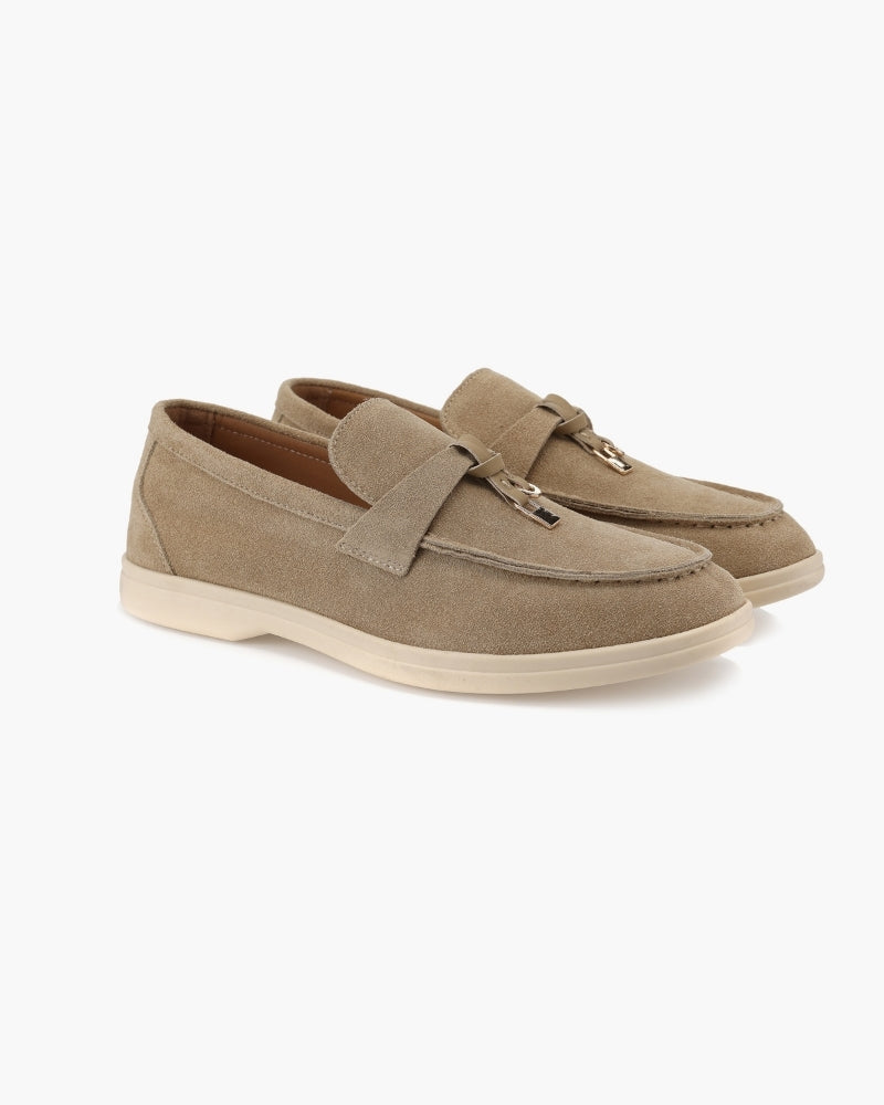 Lady-Loafer in Wildlederoptik mit Steppnaht