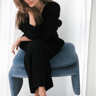 Damen warme Oversized-Strickjacke aus Kunstkaschmir