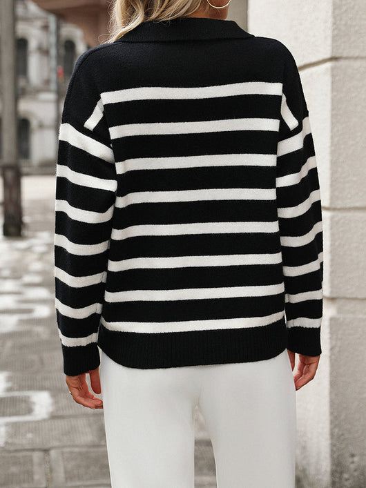 Damen Pullover mit V-Ausschnitt und Rippstrick