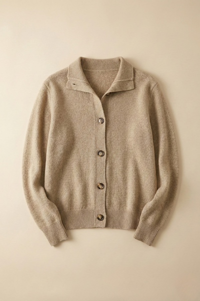 Damen warme Wollmix-Strickjacke mit Knopfleiste