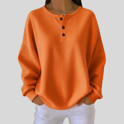 Damen Sweatshirt mit Waffelstrick und Kragen
