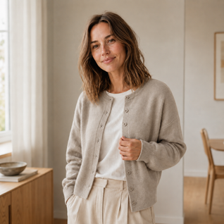Basic-Cardigan Ella – Feinstrick mit Knopfleiste