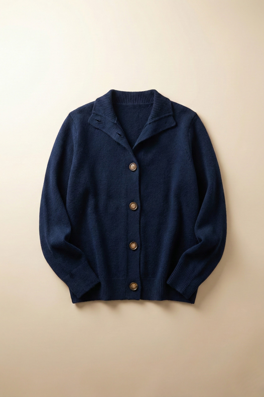 Damen warme Wollmix-Strickjacke mit Knopfleiste