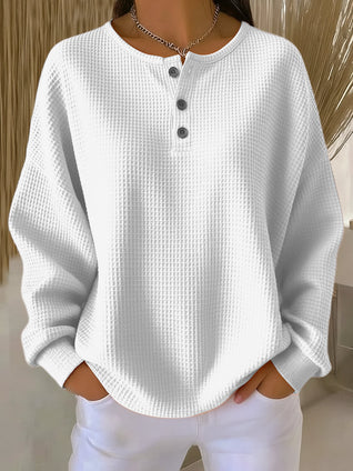 Damen Sweatshirt mit Waffelstrick und Kragen