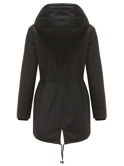 Damen Midiparka mit Kapuze und Frontreißverschluss