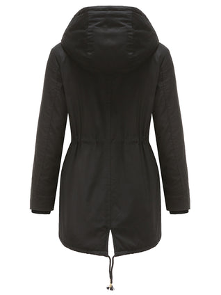 Damen Midiparka mit Kapuze und Frontreißverschluss