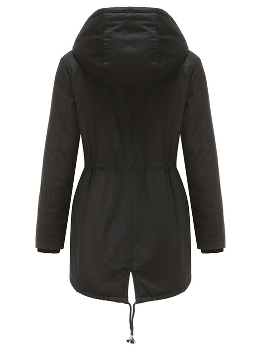 Damen Midiparka mit Kapuze und Frontreißverschluss