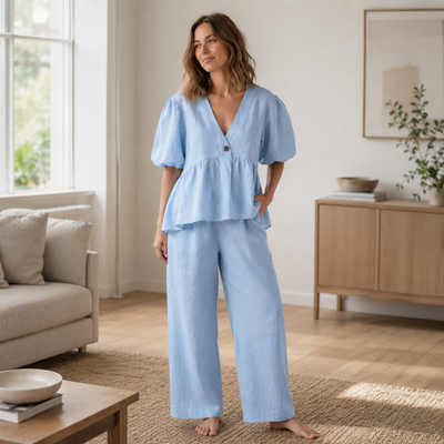 Loungewear-Set Elin – Bluse & Hose aus Baumwolle