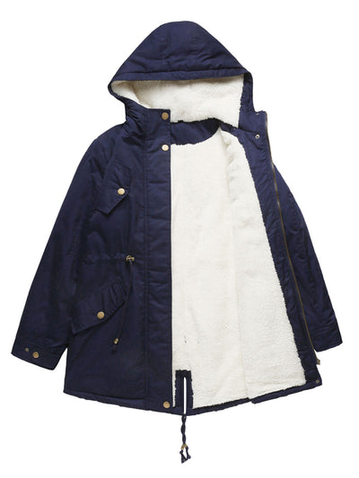 Damen Midiparka mit Kapuze und Frontreißverschluss