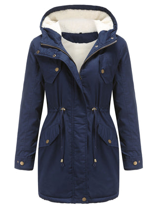 Damen Midiparka mit Kapuze und Frontreißverschluss