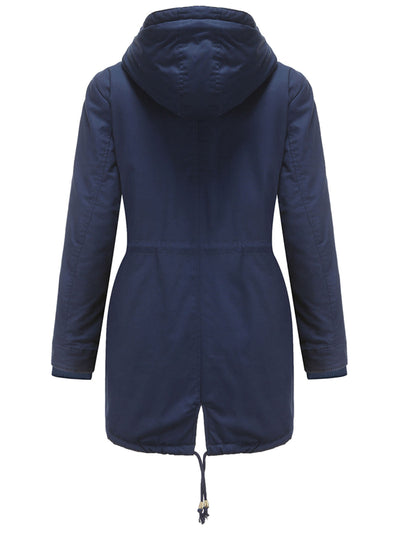 Damen Midiparka mit Kapuze und Frontreißverschluss