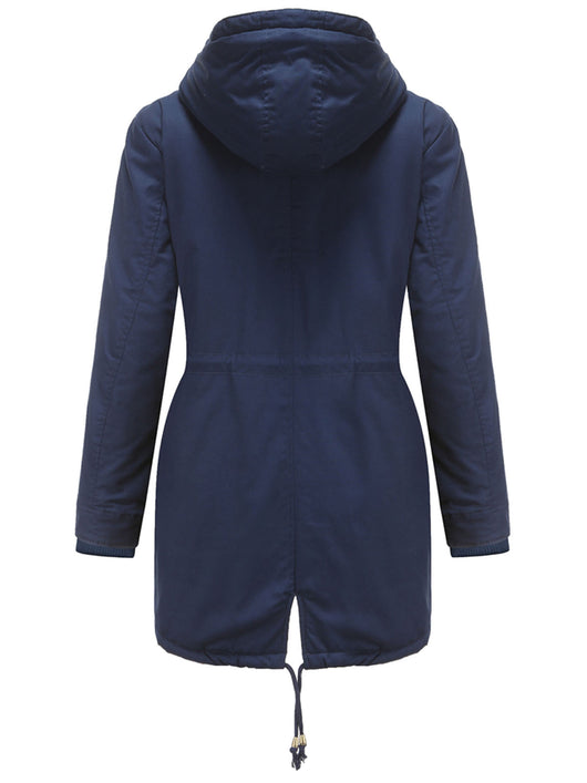 Damen Midiparka mit Kapuze und Frontreißverschluss