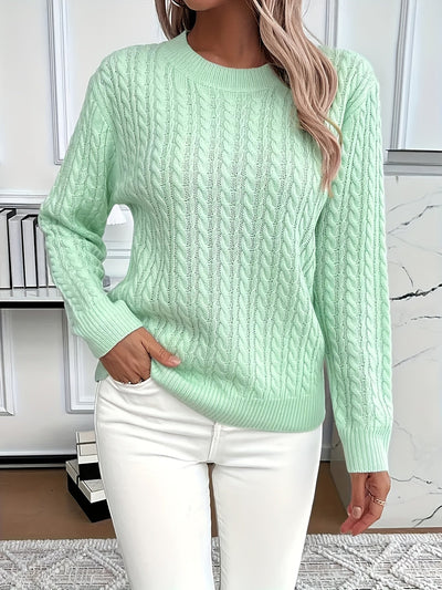 Damen Strickpullover mit Zopfmuster
