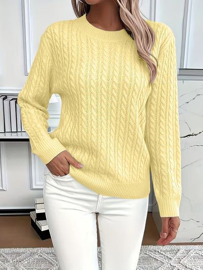 Damen Strickpullover mit Zopfmuster