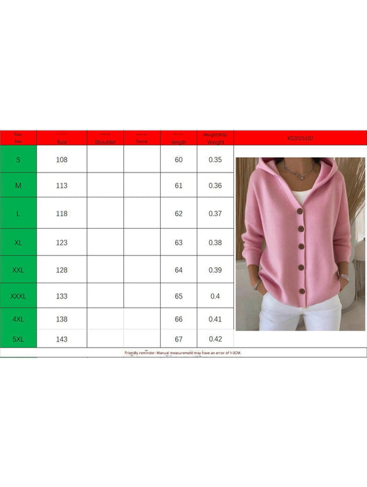 Damen Kapuzenpullover mit Knopfleiste