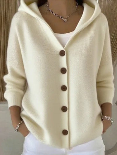 Damen Kapuzenpullover mit Knopfleiste