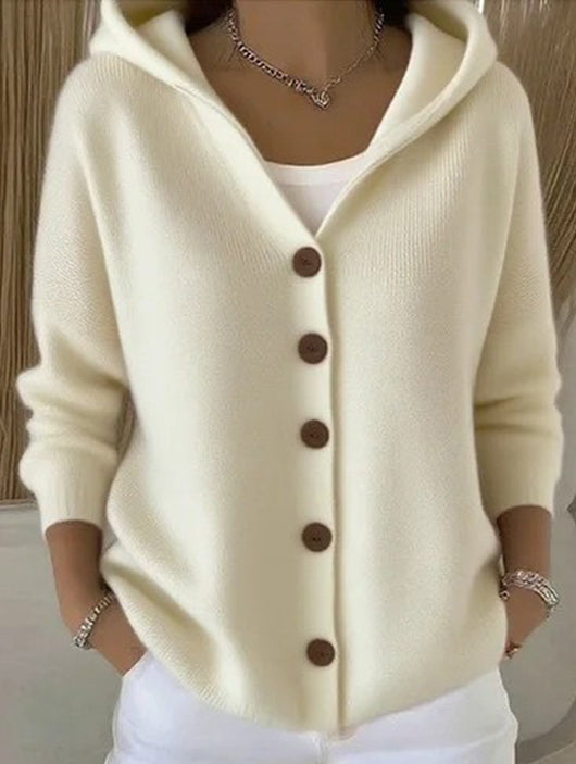 Damen Kapuzenpullover mit Knopfleiste