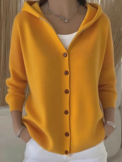 Damen Kapuzenpullover mit Knopfleiste