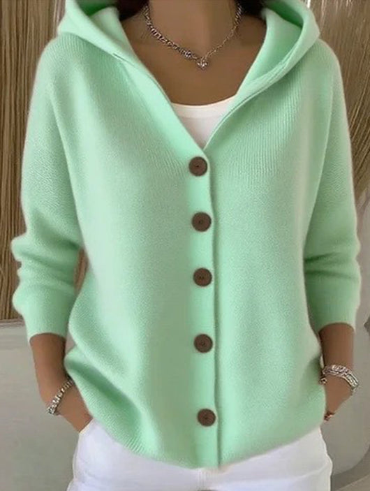 Damen Kapuzenpullover mit Knopfleiste