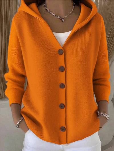 Damen Kapuzenpullover mit Knopfleiste