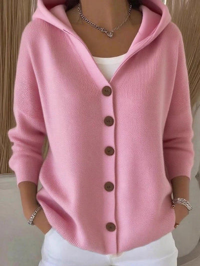 Damen Kapuzenpullover mit Knopfleiste