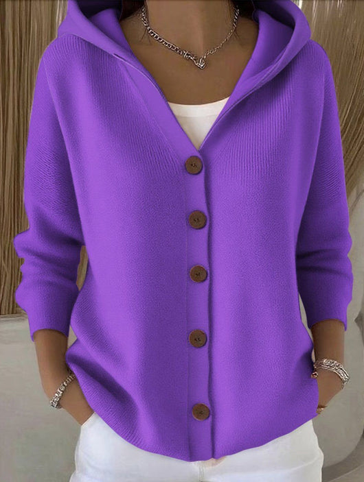 Damen Kapuzenpullover mit Knopfleiste