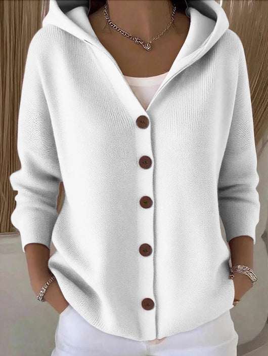 Damen Kapuzenpullover mit Knopfleiste