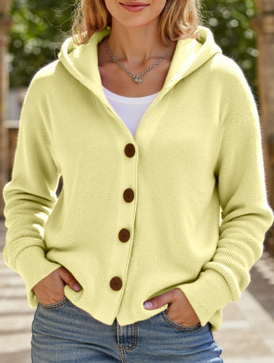 Damen Kapuzenpullover mit Knopfleiste