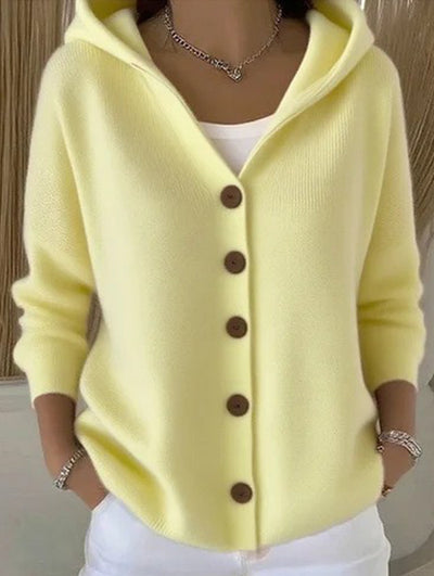 Damen Kapuzenpullover mit Knopfleiste
