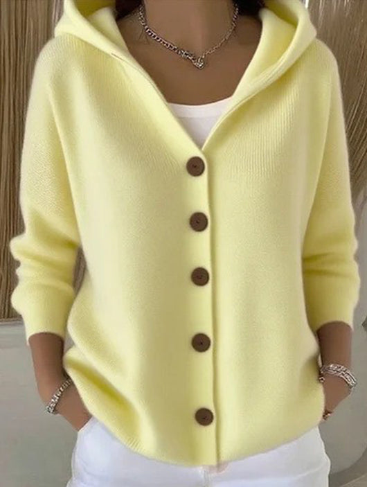 Damen Kapuzenpullover mit Knopfleiste