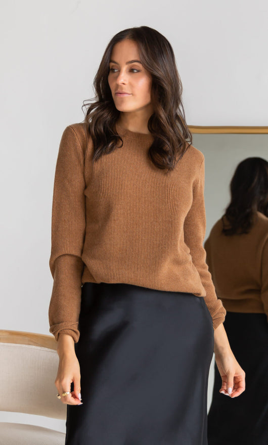 Damen Kaschmirpullover mit Rundhalsausschnitt im Doppelstrick