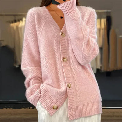 Damen Strickjacke mit Knopfleiste und langen Ärmeln