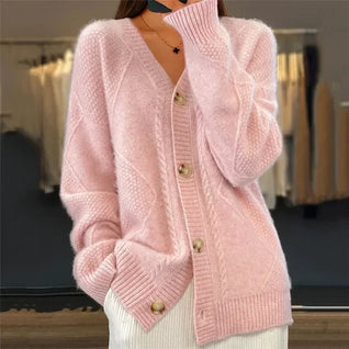 Damen Strickjacke mit Knopfleiste und langen Ärmeln