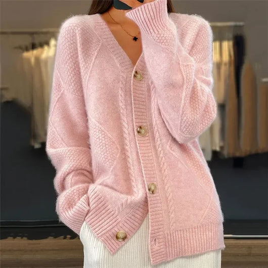 Damen Strickjacke mit Knopfleiste und langen Ärmeln