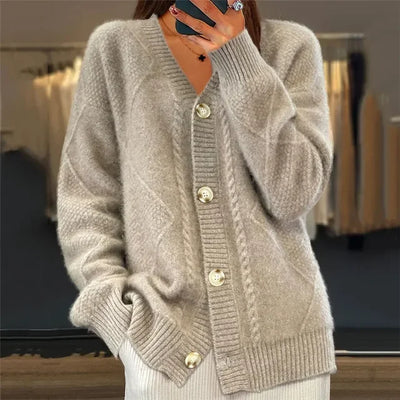 Damen Strickjacke mit Knopfleiste und langen Ärmeln
