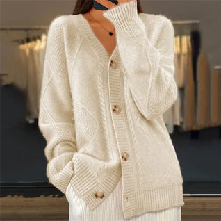Damen Strickjacke mit Knopfleiste und langen Ärmeln
