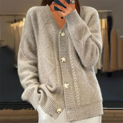 Damen Strickjacke mit Knopfleiste und langen Ärmeln