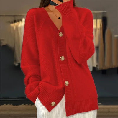 Damen Strickjacke mit Knopfleiste und langen Ärmeln