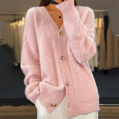 Damen Strickjacke mit Knopfleiste und langen Ärmeln