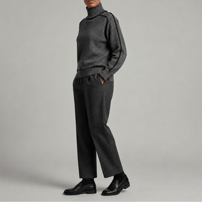 Damen Rollkragenpullover mit Kontrastkante